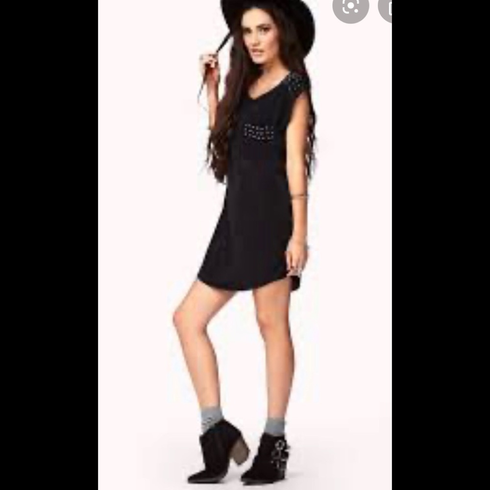 FOREVER 21 black studded tunic dress